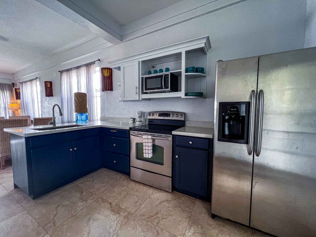 A kitchen inside of one of Umaya's 2 bedroom units