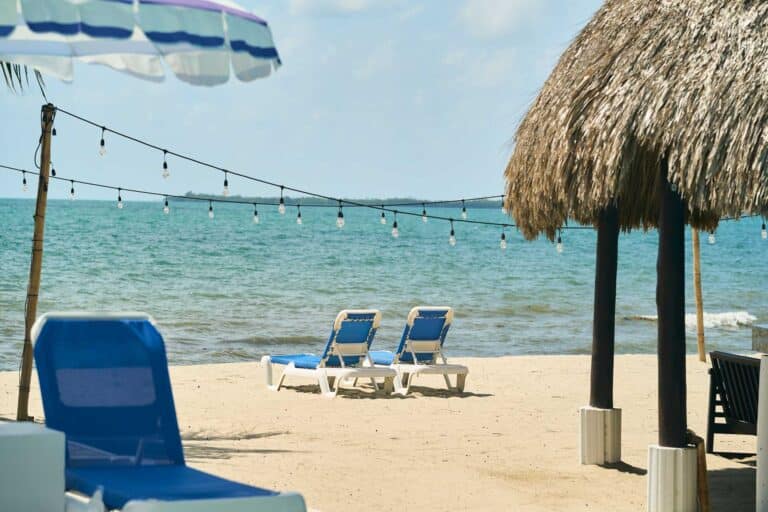 Beach chairs at Umaya Resort